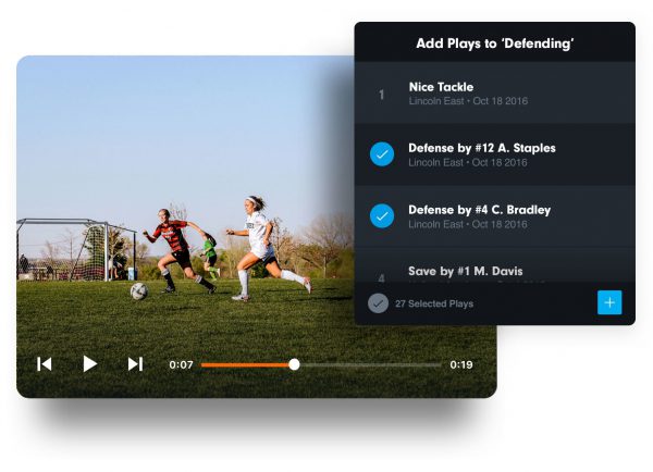 Soccer video player with playlists